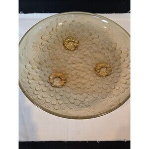 Vintage French Art Glass Chrysanthemum Centerpiece Bowl “ Frosted Molded Glass"